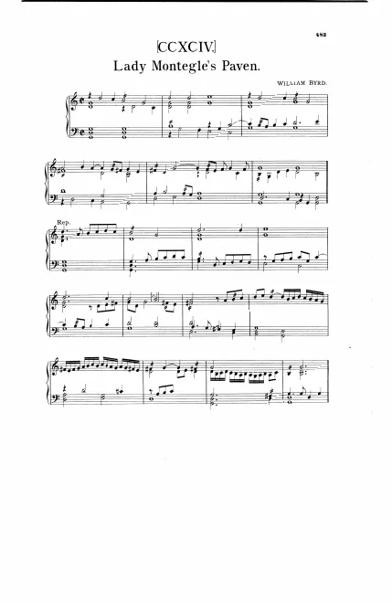 First page of Lady Montegle's Paven