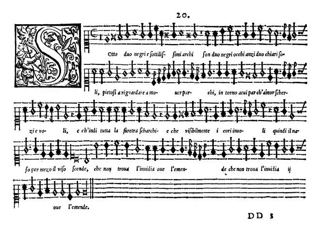 First page of Sotto duo negri e sottilissimi archi