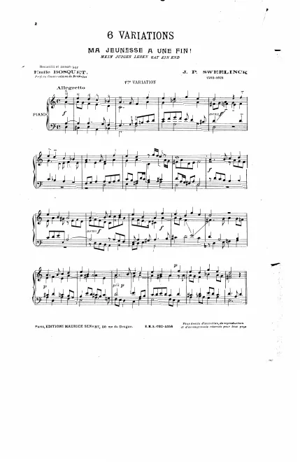 First page of 6 Variations on 'Mein junges Leben hat ein End'