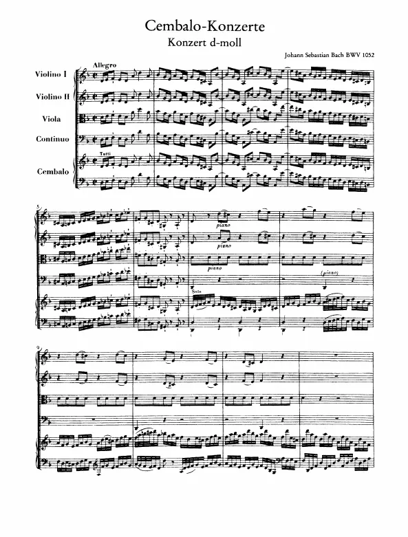 First page of Harpsichord Concerto No.1