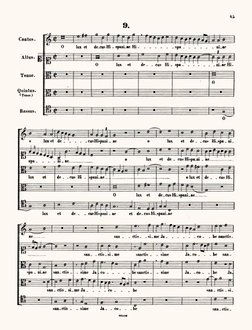 First page of O lux et decus Hispaniae