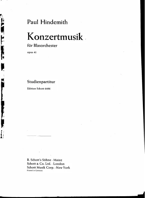 First page of Konzertmusik für Blasorchester