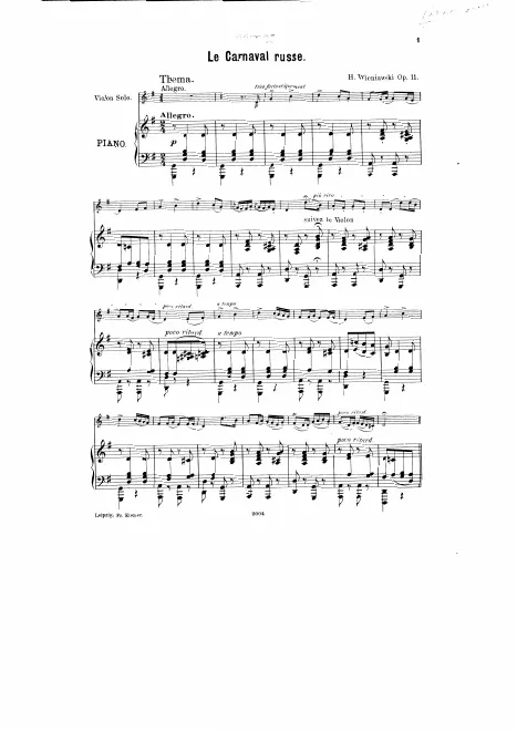 First page of Le Carnaval russe