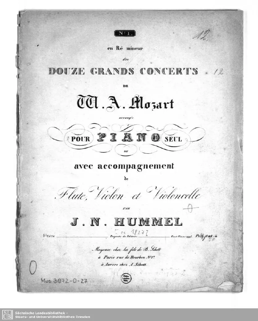 First page of Piano Concerto No.20