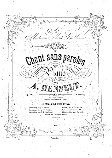 First page of Chant sans paroles