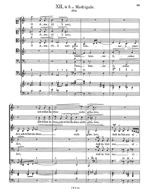 First page of O Amarilli zart