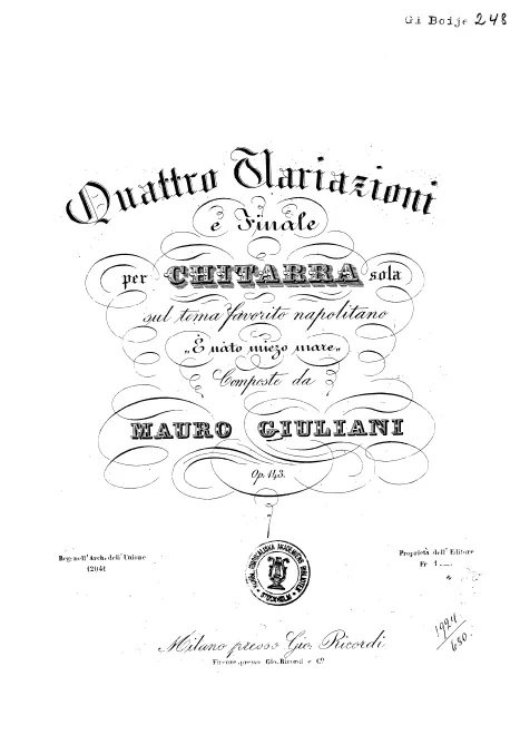 First page of 4 Variazioni e Finale