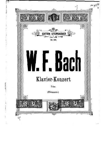 First page of Harpsichord Concerto in F major