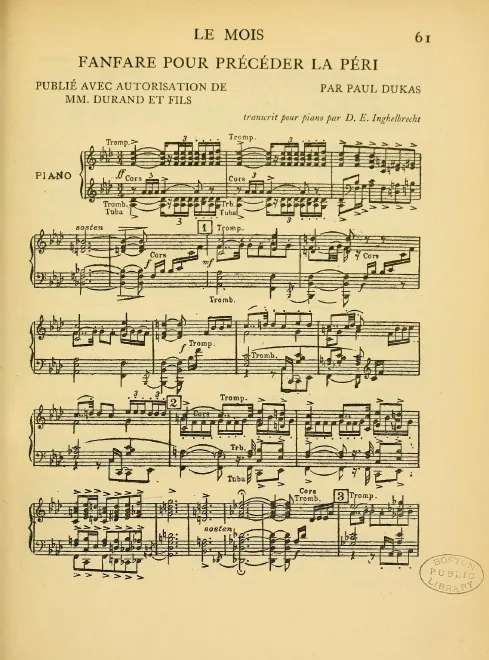 First page of Fanfare pour précéder La Péri