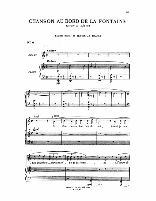 First page of Chanson au bord de la fontaine