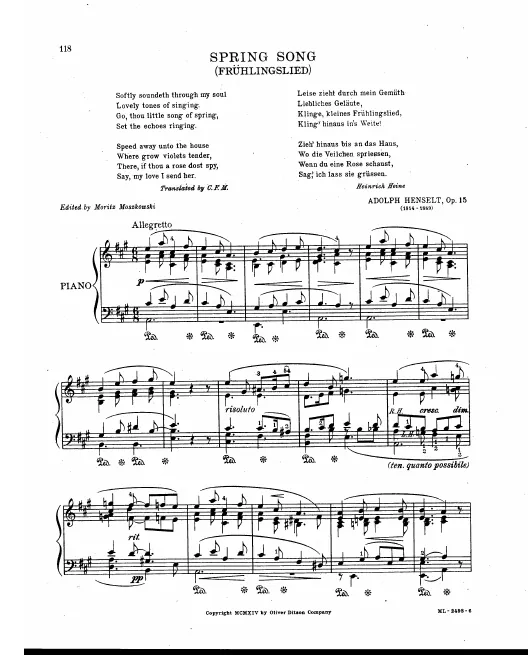 First page of Frühlingslied, Op.15
