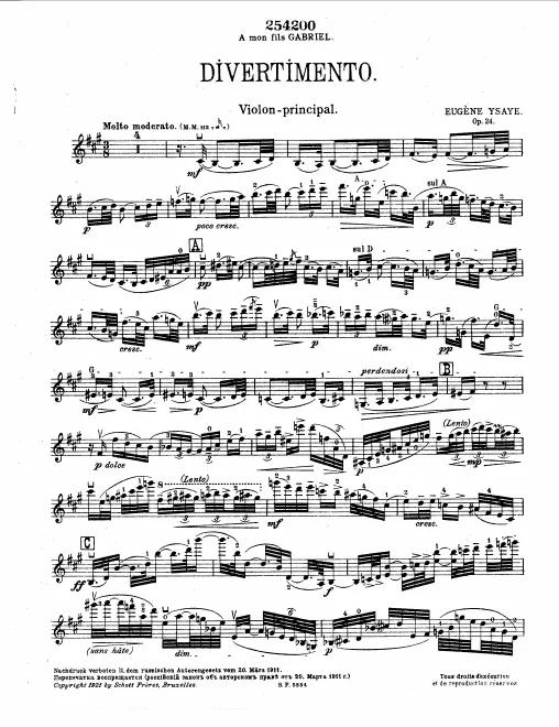 First page of Divertimento