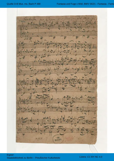 First page of Fantasia and Fugue in C minor
