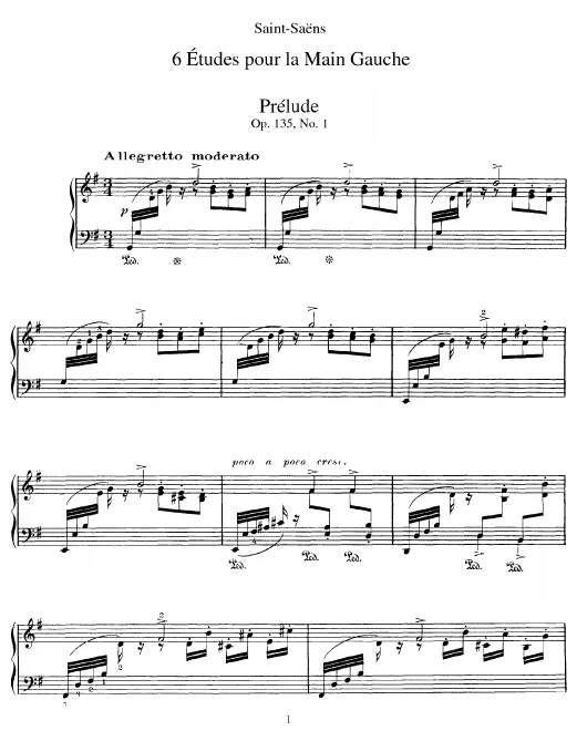 First page of Six Études pour la main gauche seule