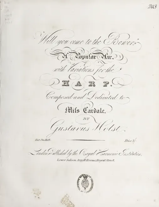 First page of 8 Variations on 'Will you come to the bower?'
