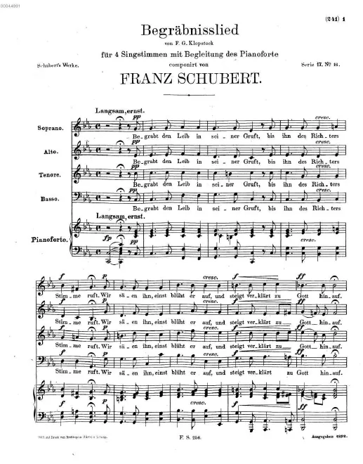 First page of Begräbnislied