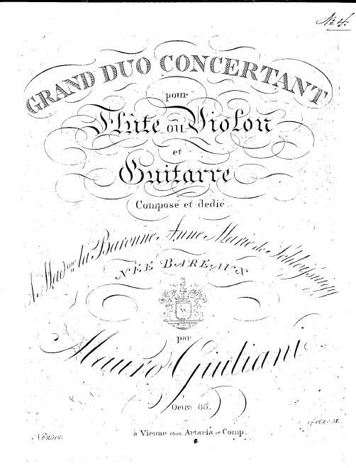 First page of Grand Duo Concertant for Guitar and Flute (or Violin), Op.85