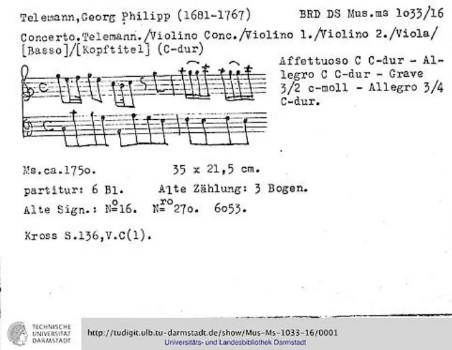 First page of Concerto for Violin C major