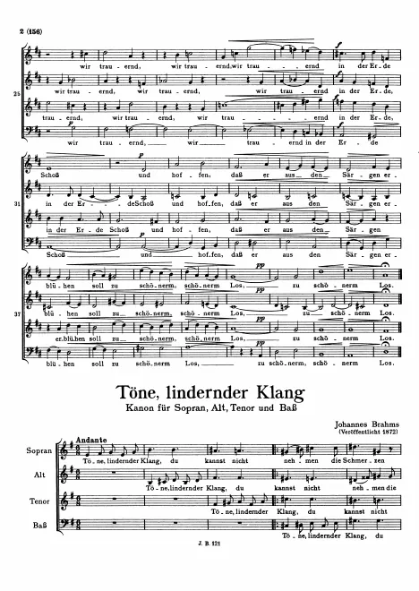 First page of Töne, lindernder Klang, WoO 28