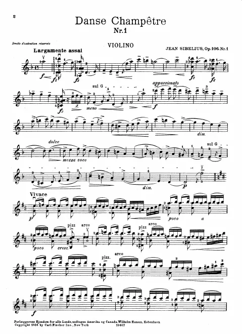 First page of 5 Danses Champêtres for Violin and Piano, Op.106