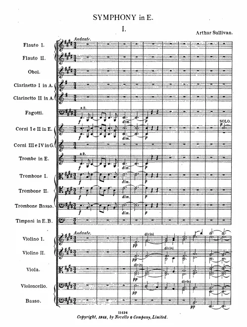 First page of Symphony in E major