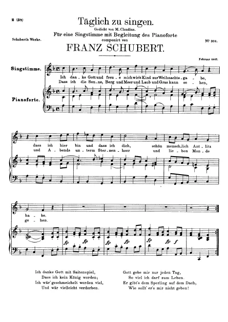First page of Täglich zu singen