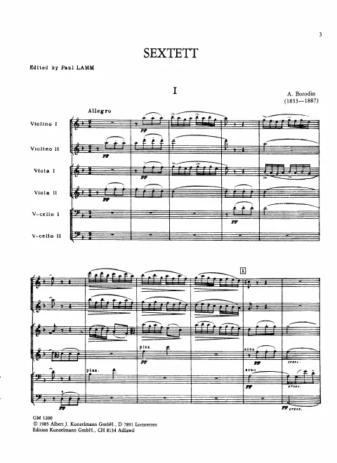 First page of String Sextet in D minor