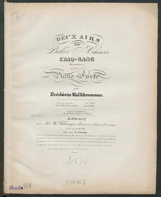 First page of 2 Airs du ballet chinois 'Chao-Kang'