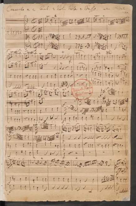 First page of Concerto for 2 Harpsichords in F major
