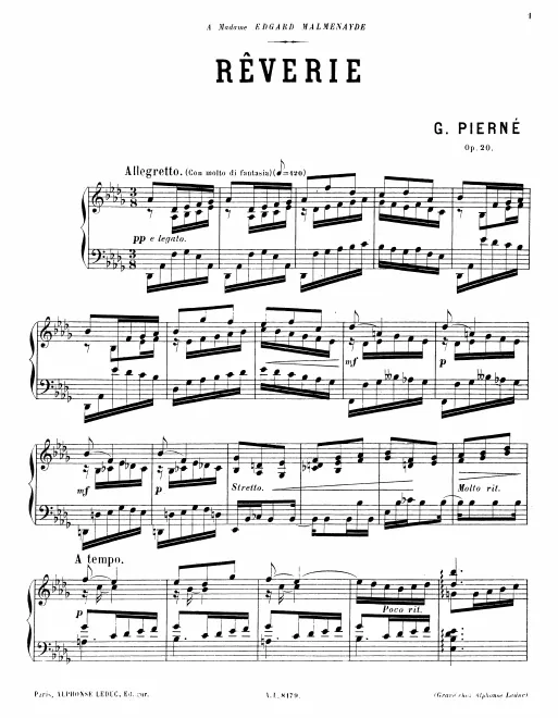 First page of Rêverie, Op.20