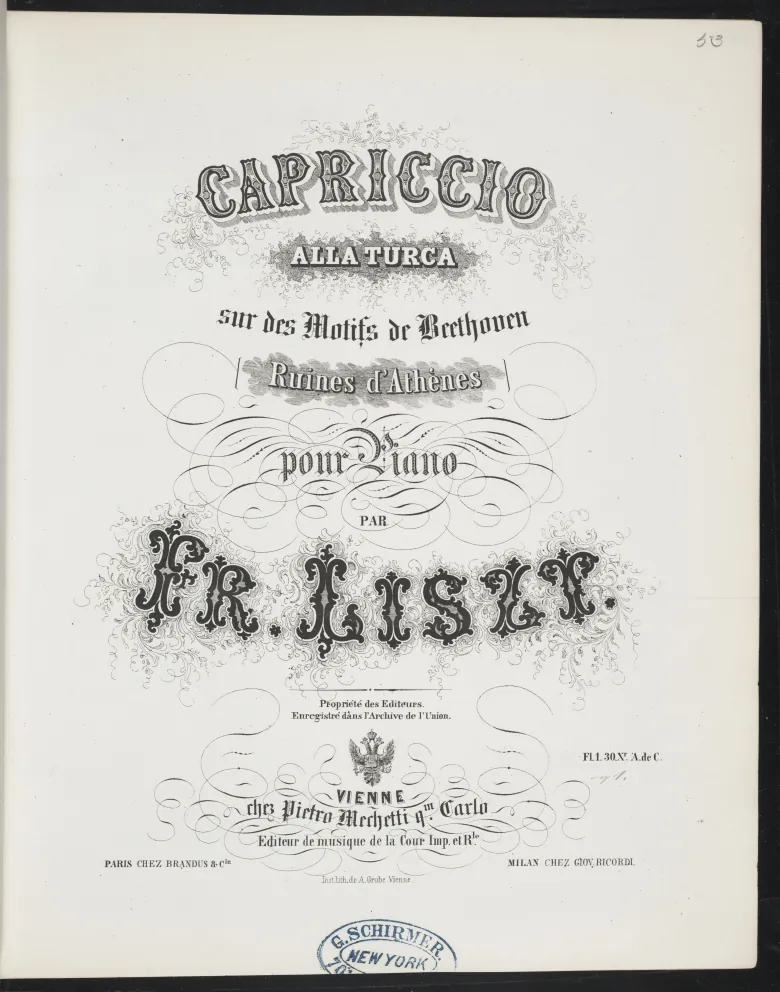 First page of Capriccio alla turca sur des motifs de Beethoven