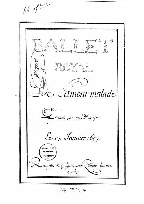 First page of Ballet de l'amour malade