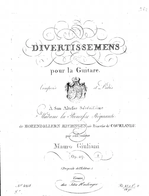 First page of Divertimenti, Op.29