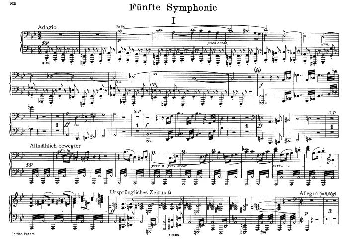 First page of Symphony No.5 in B-flat major 'Phantastische'
