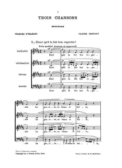 First page of 3 Chansons de Charles d'Orléans
