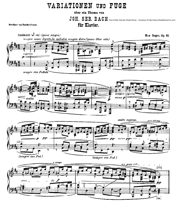 First page of Variations and Fugue on a Theme of Johann Sebastian Bach