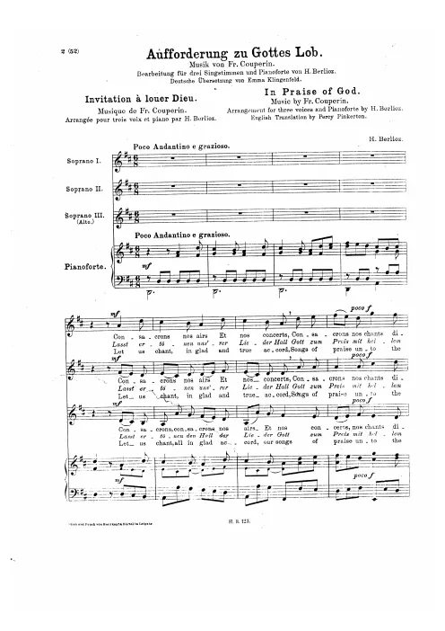 First page of Invitation à louer Dieu