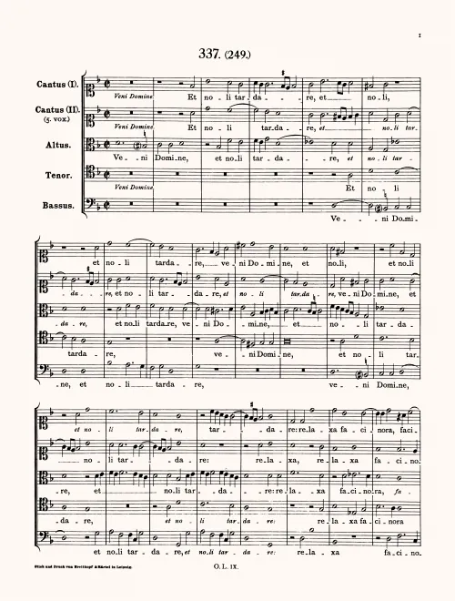 First page of Veni Domine et noli tardare