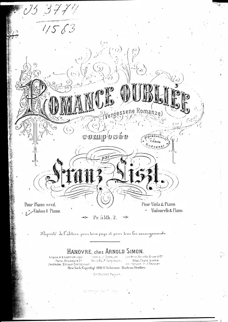 First page of Romance oubliée