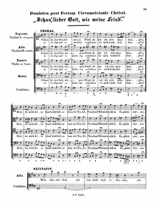 First page of Schau, lieber Gott, wie meine Feind