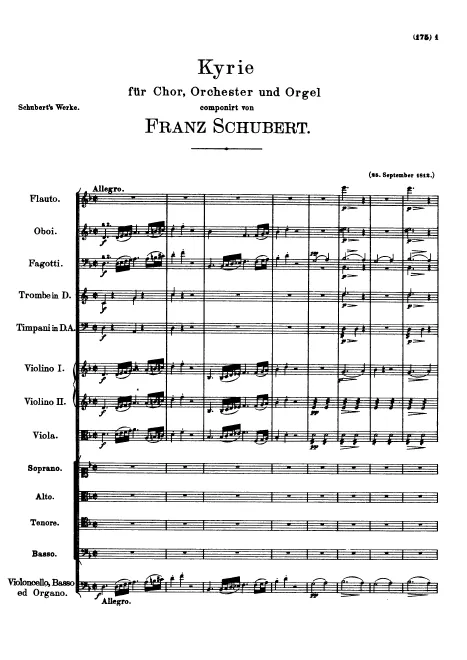 First page of Kyrie in D minor