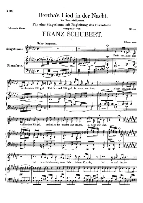 First page of Berthas Lied in der Nacht