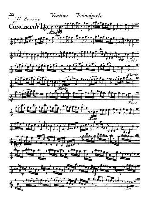 First page of Violin Concerto in C major 'Il Piacere'