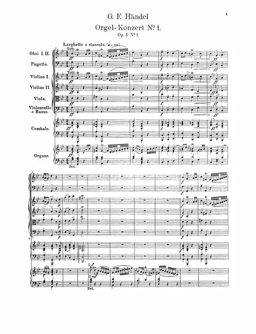 First page of Organ Concerto in G minor