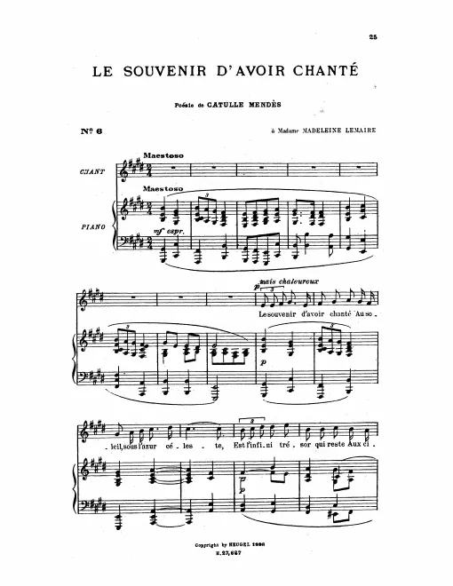 First page of Le souvenir d'avoir chanté