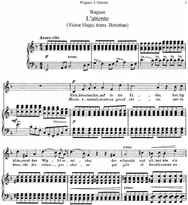 First page of L'attente, WWV 55