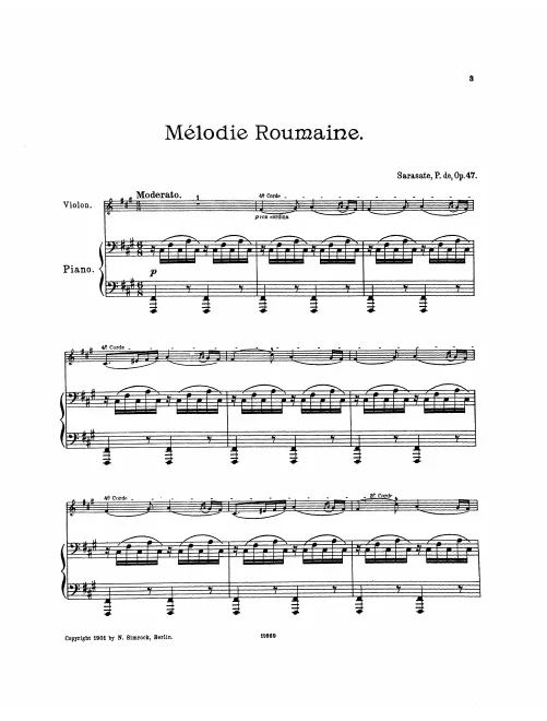 First page of Melodie roumaine, Op.47