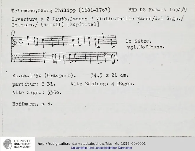 First page of Suite in A minor