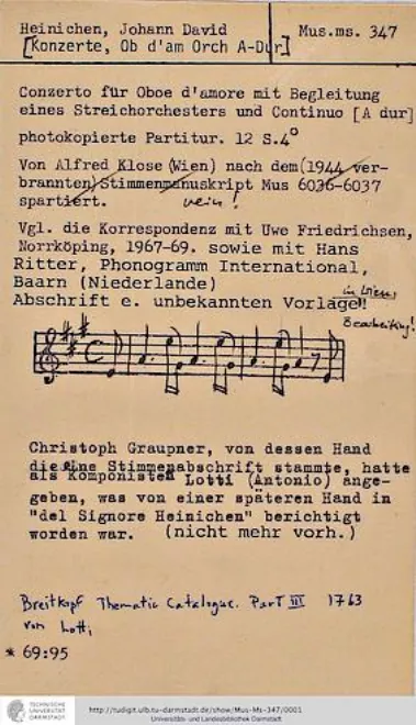 First page of Concerto for Oboe d'amore