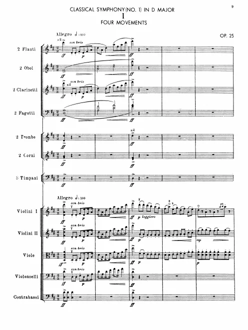 First page of Symphony No.1 'Classical Symphony'